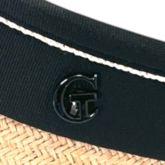 Women’s Wide Brim Straw Sun Visor Hat Black Trim Adjustable Golf Tennis Beach - Picture 3 of 7